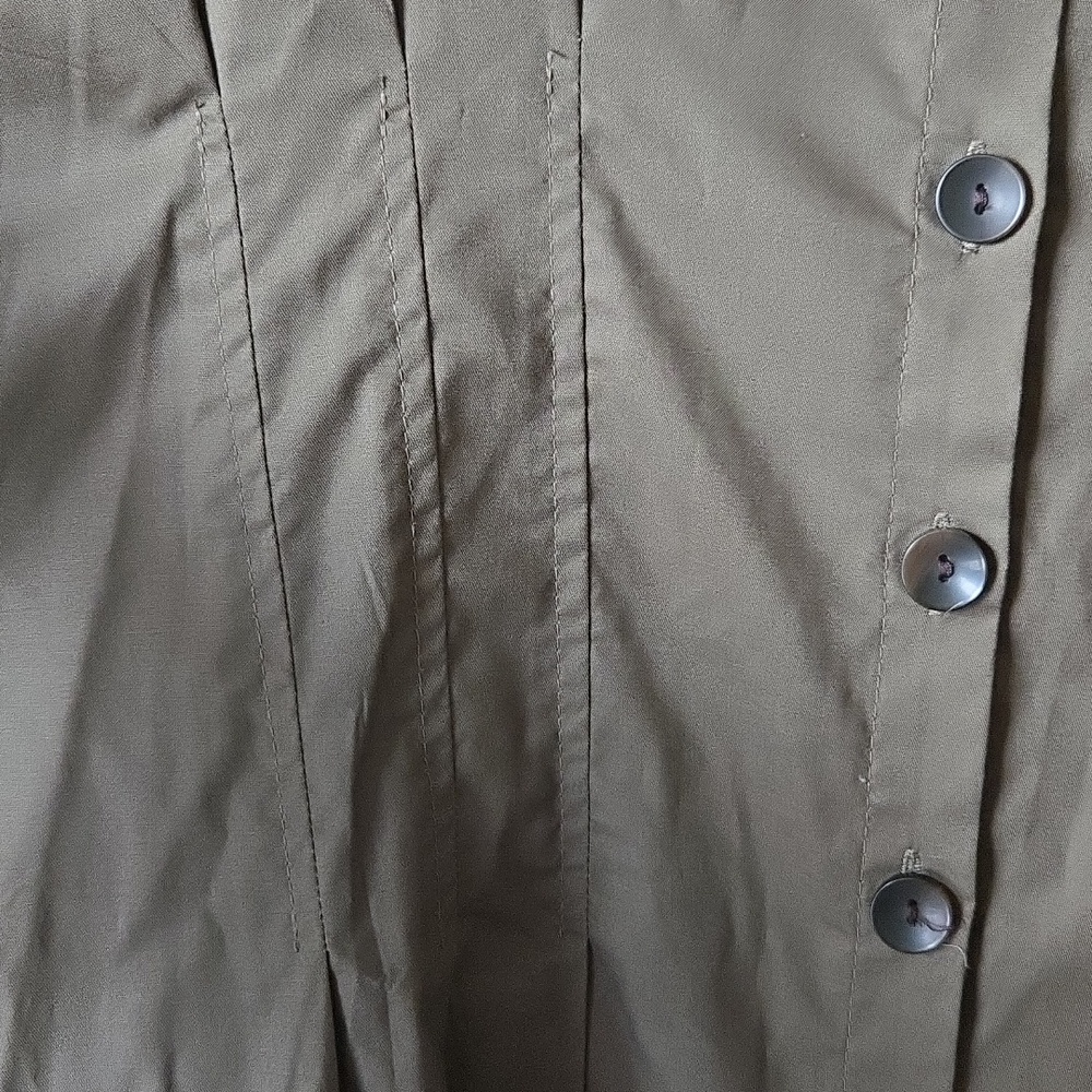 Calvin Klein Olive Button-Front Midi Shirt Dress - Picture 4 of 5
